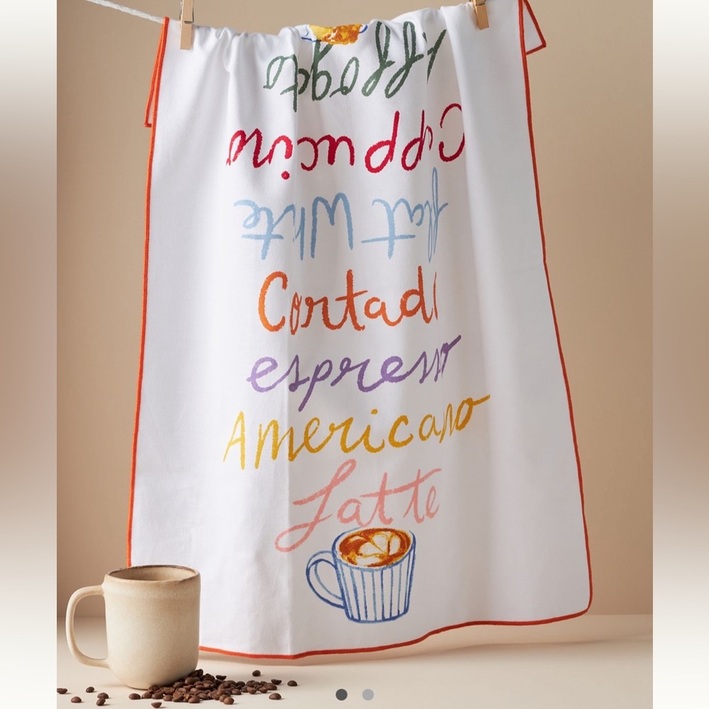 NWT Anthropologie Coffee All Day cotton dish towel